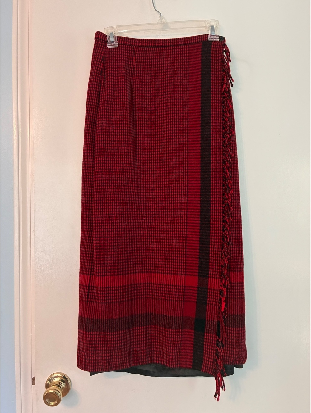 Vintage Pendleton 100% Wool Plaid Fringe Wrap Skirt USA Size 10